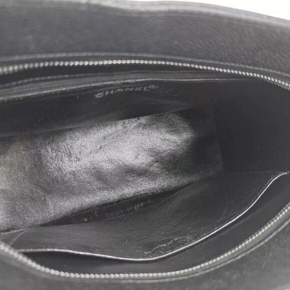 Auth CHANEL Matelasse Handbag Tote Bag Black Leather/Silvertone - Picture 12 of 14